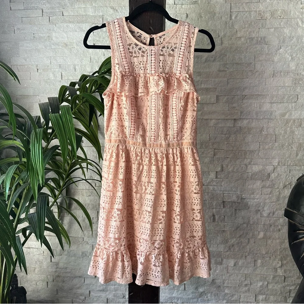 Disney Princess Lace Pastel Peach Party Sleeveless Dress Size Junior Large